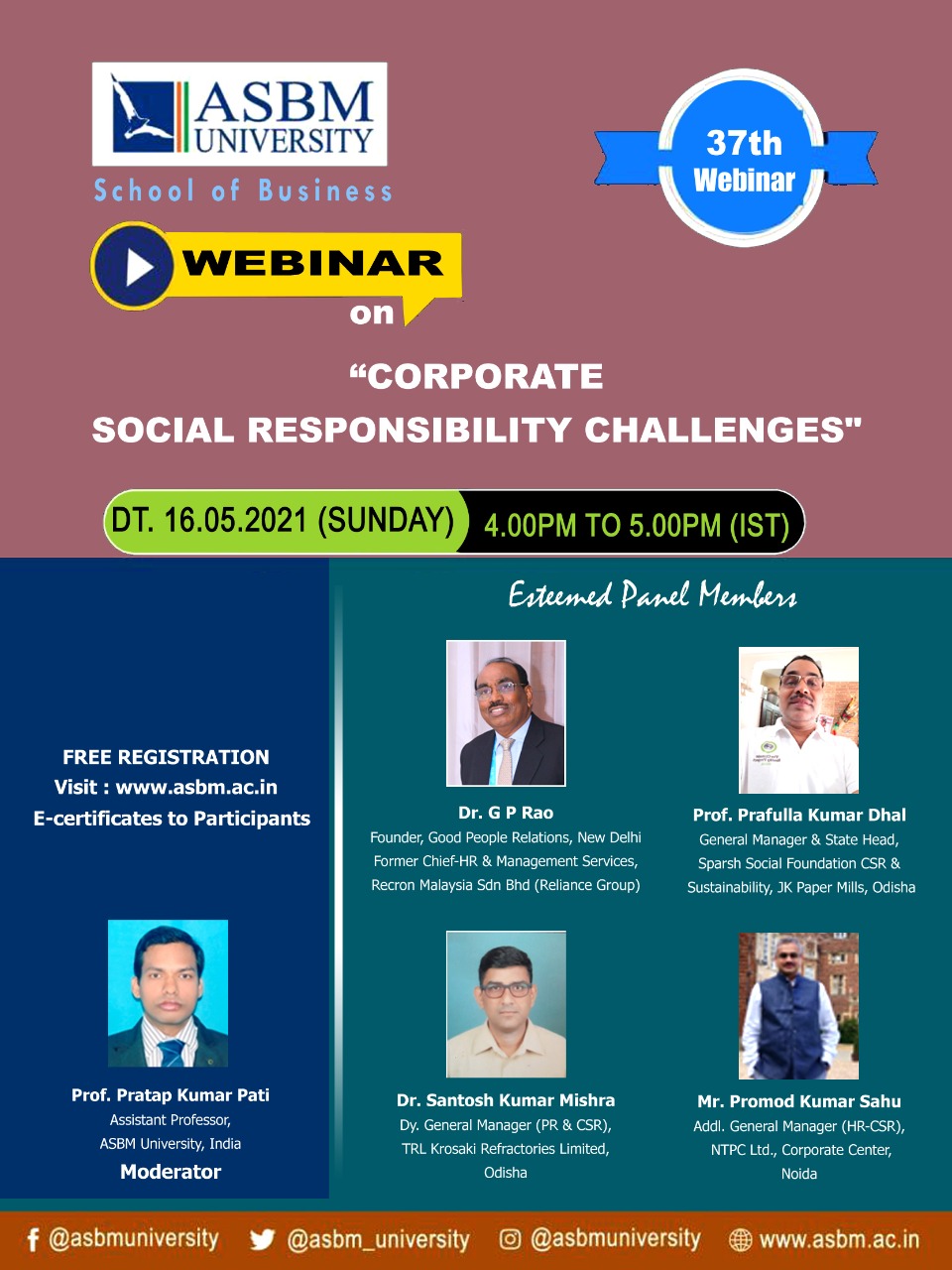 37th Webinar on “Corporate Social Responsibility Challenges”