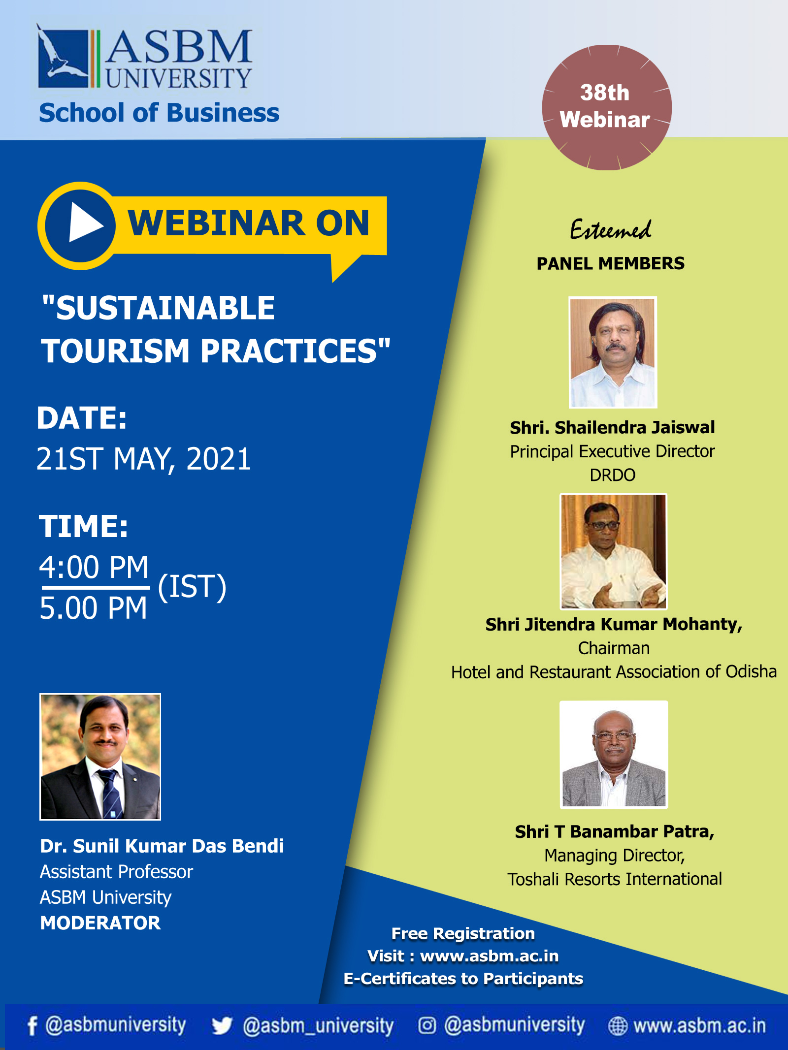 38th Webinar on “SUSTAINABLE TOURISM PRACTICES”