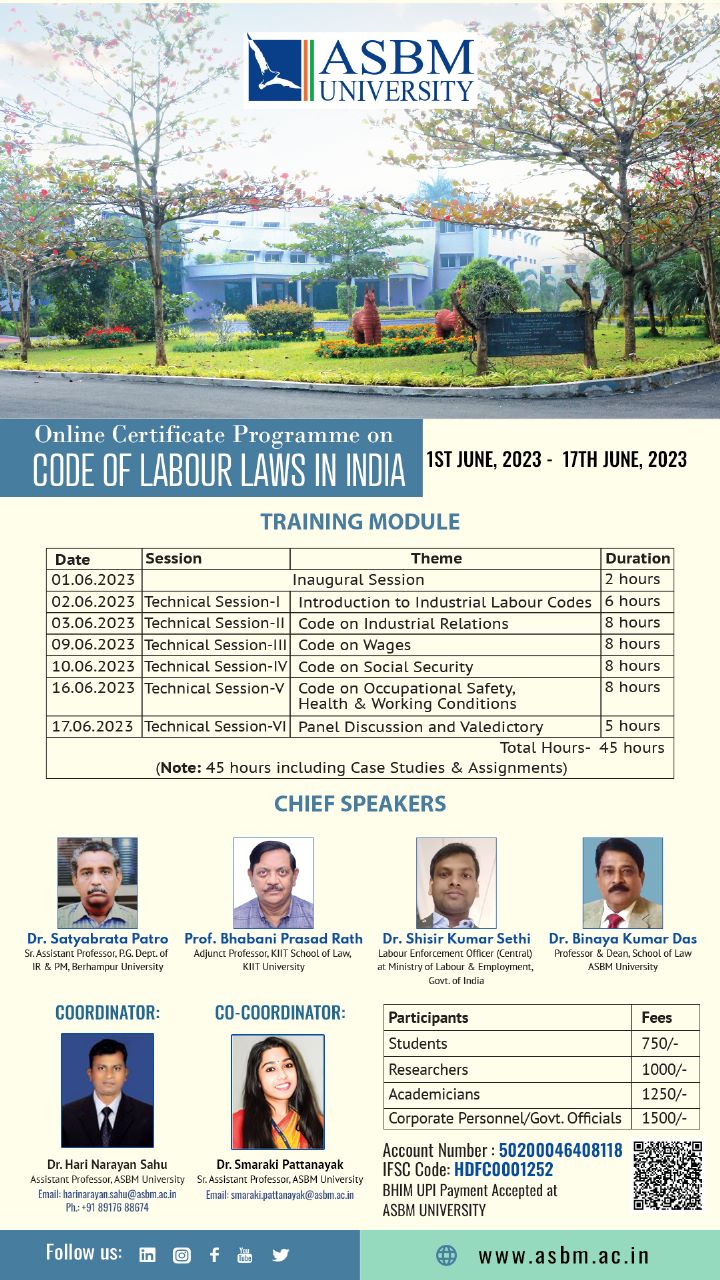 Online Certificate Programme on CODE OF LABOUR LAWS IN INDIA