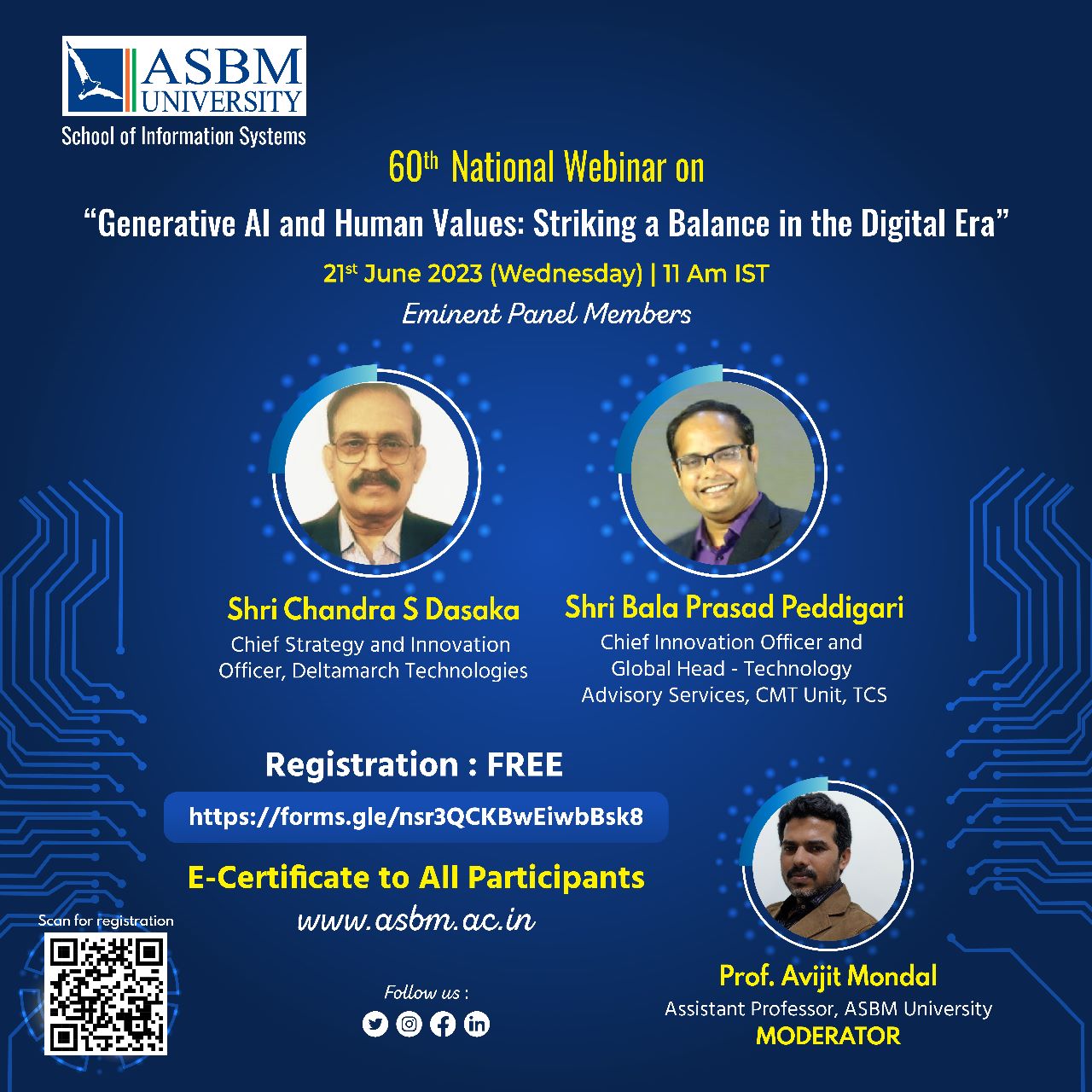 60th national Webinar on “Generative AI and Human Values: Striking a Balance in the Digital Era”